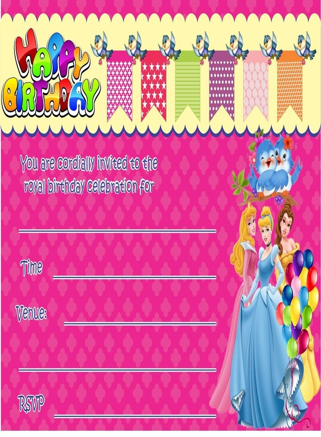 Askprints Birthday Metallic Card Invitations with Envelopes - Kids Birthday Party Invitations for Girls (25 Count) BPC-1021 - Image 1